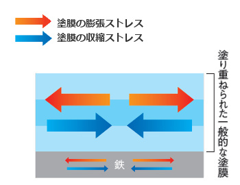 塗り重ねられた一般的な塗膜